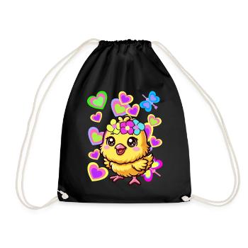 Pâques Printemps poussin Retro des années 80 des années 90 Enfants Poulet - Sac de sport léger - noir - Devant
