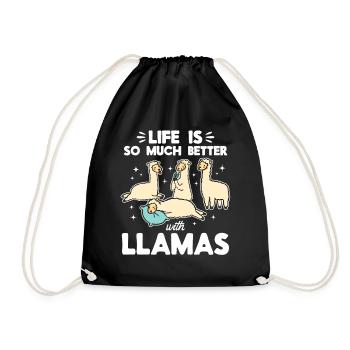 Life is so much better with Llamas - Llama Lover - Turnbeutel - Schwarz - Vorne