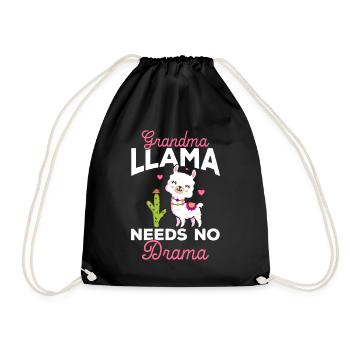 Grandma Llama Needs No Drama - Alpaca Llama - Turnbeutel - Schwarz - Vorne