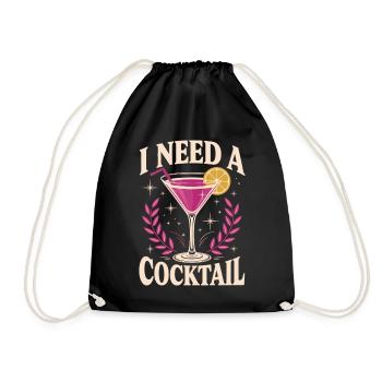 I need a cocktail - Drawstring Bag - black - Front