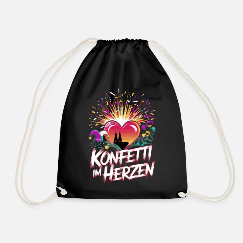 Köln Konfetti Im Herzen Karneval Herz Kölner Köln - Turnbeutel - Schwarz