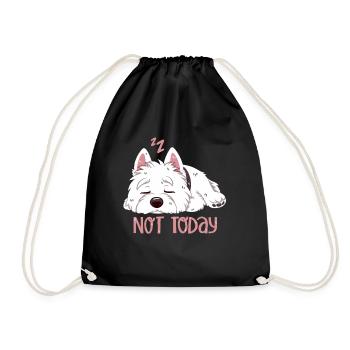 Not Today – Westie chilling out - Drawstring Bag - black - Front