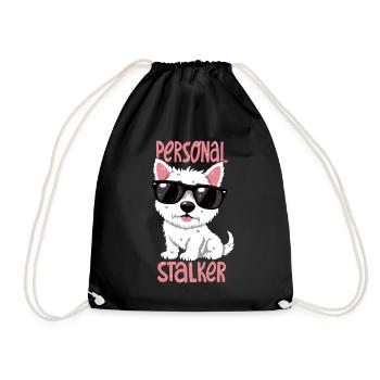 Personal Stalker – Westie with style - Drawstring Bag - black - Front