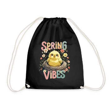 Sweet spring chick in the nest - Drawstring Bag - black - Front