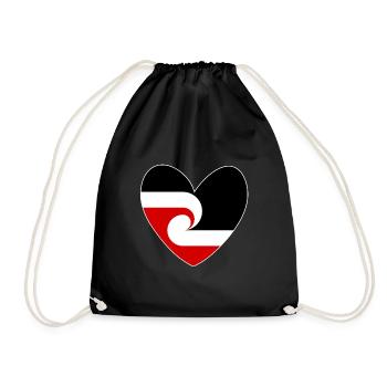 Maori Flagge Herz, Neuseeland - Turnbeutel - Schwarz - Vorne