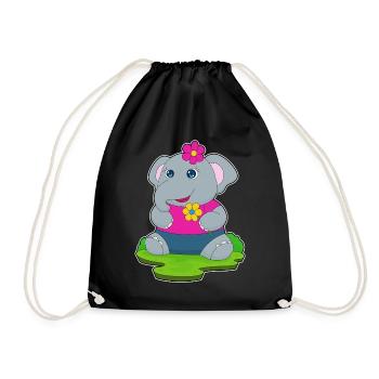 Cute elephant - Drawstring Bag - black - Front