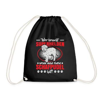 Sheep Poodle is my hero Old German Herding Dog - Drawstring Bag - black - Front