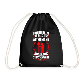 Old man, the road maintenance worker, is a highway attendant - Drawstring Bag - black - Front