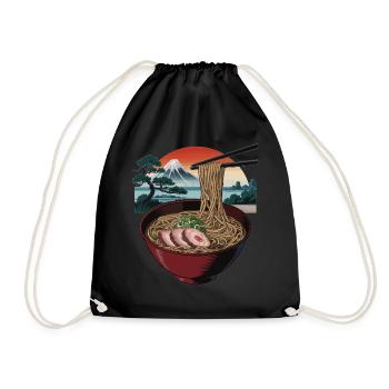 Ramen noodle soup in front of Mount Fuji - Drawstring Bag - black - Front