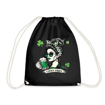 St. Patrick's Day Lucky Vibes Fashion Statement - Drawstring Bag - black - Front