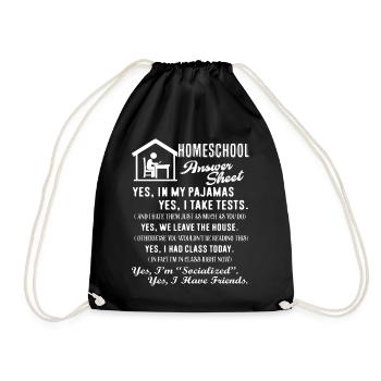 Homeschool Homeschool Answer Sheet - Drawstring Bag - black - Front