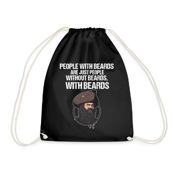 People with beards! Funny Hairdresser Beard Quote - Drawstring Bag - black - Front