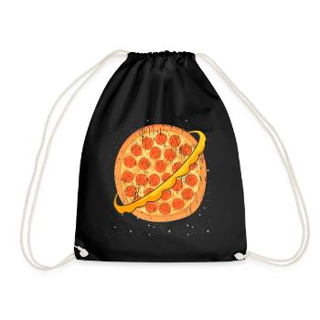 Funny space planet lovers, pizza chef - Drawstring Bag - black - Front