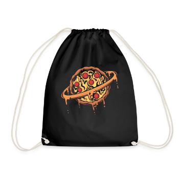 Funny space planet lovers, pizza chef - Drawstring Bag - black - Front