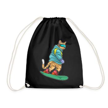 Katze Snowboarder Snowboard - Turnbeutel - Schwarz - Vorne