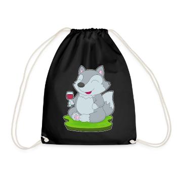 Wolf Red Wine - Drawstring Bag - black - Front