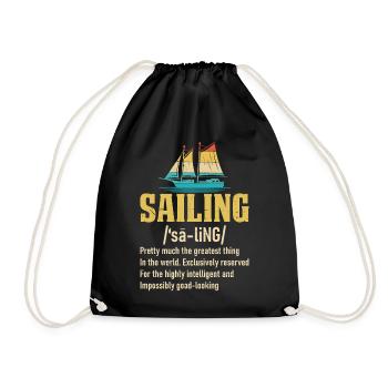 Funny Sailing Sea Captain Retro Sailboat Cruising - Drawstring Bag - black - Front