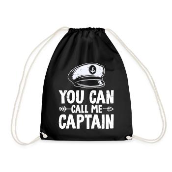 Funny Sailing Sea Captain Nautical Sailboat - Drawstring Bag - black - Front