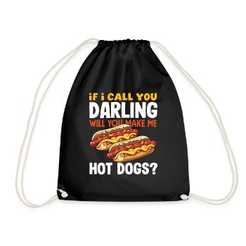 Hot Dog Lover When I Call You Darling - Drawstring Bag - black - Front