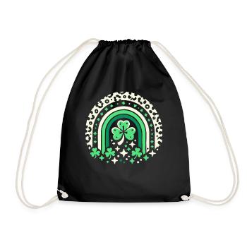 St. Patrick's Day Shamrock Rainbow Luck - Drawstring Bag - black - Front