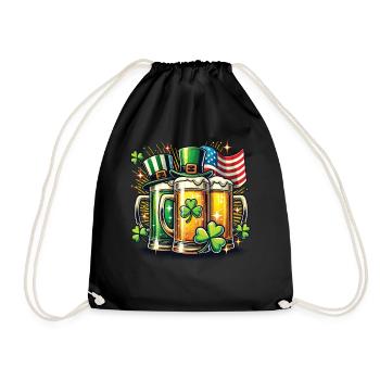 St. Patricks Tag Bierfreunde Kleeblatt - Turnbeutel - Schwarz - Vorne