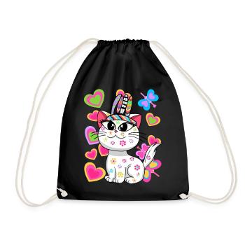 Chat Chats Hippie Hippies Chaton - Sac de sport léger - noir - Devant