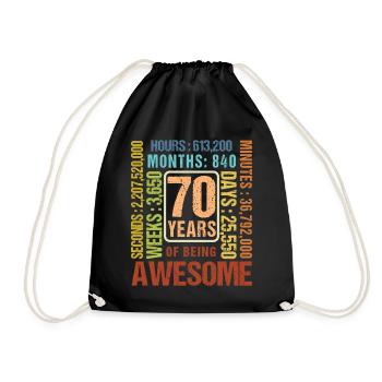 70 Jahre alt! Geburtstagsgeschenk 70. Geburtstag - Turnbeutel - Schwarz - Vorne