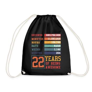 22 years old! Birthday Gift 22nd Birthday - Drawstring Bag - black - Front