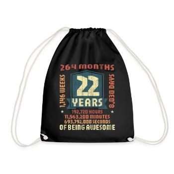 22 years old! Birthday Gift 22nd Birthday - Drawstring Bag - black - Front