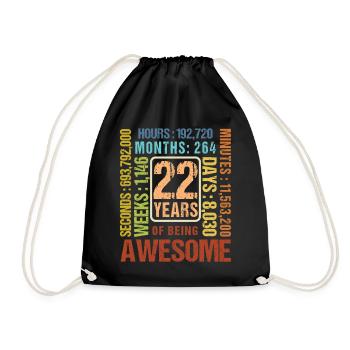 22 years old! Birthday Gift 22nd Birthday - Drawstring Bag - black - Front