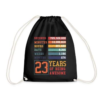 23 Jahre alt! Geburtstagsgeschenk 23. Geburtstag - Turnbeutel - Schwarz - Vorne