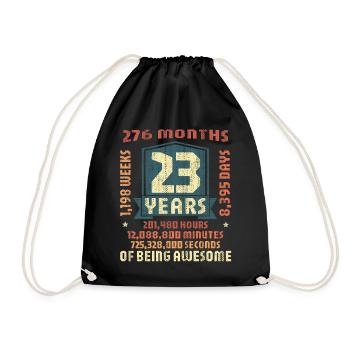 23 Jahre alt! Geburtstagsgeschenk 23. Geburtstag - Turnbeutel - Schwarz - Vorne