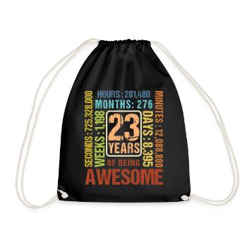 23 Jahre alt! Geburtstagsgeschenk 23. Geburtstag - Turnbeutel - Schwarz - Vorne