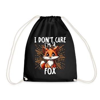 Je m’en fiche, je suis un renard - doux renard - Sac de sport léger - noir - Devant