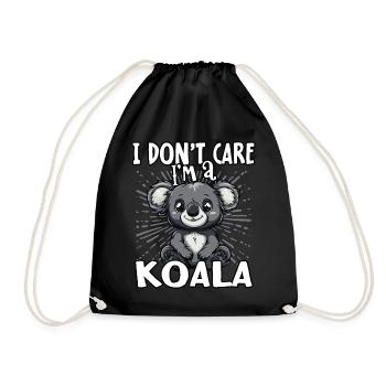 I don't care I'm a koala - cute koala - Drawstring Bag - black - Front