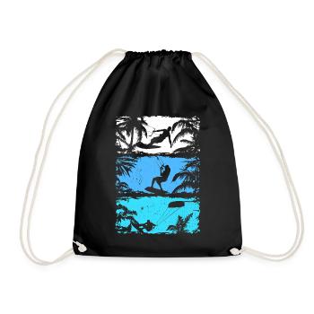 Kitesurfing Silhouette Kitesurfer Kiteboarding - Turnbeutel - Schwarz - Vorne