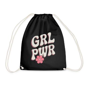 Women Power GRL PWR Girl Patriarchy Feminism - Drawstring Bag - black - Front