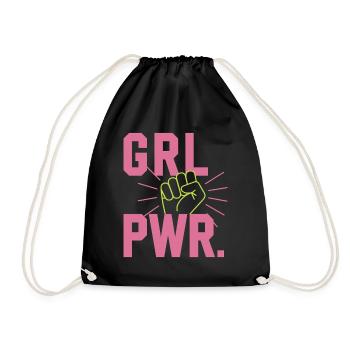 Women Power GRL PWR Girl Patriarchy Feminism - Drawstring Bag - black - Front