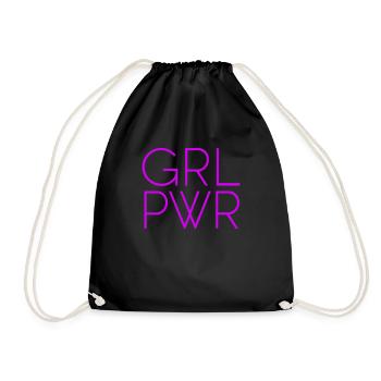 Women Power GRL PWR Girl Patriarchy Feminism - Drawstring Bag - black - Front