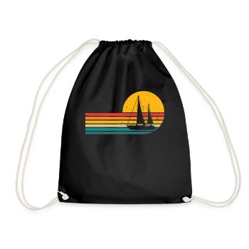 Funny Sailing Retro Sailboat Ocean Cruising - Drawstring Bag - black - Front