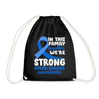 Family Together Blue Ribbon Colorectal Colon - Drawstring Bag - black - Front