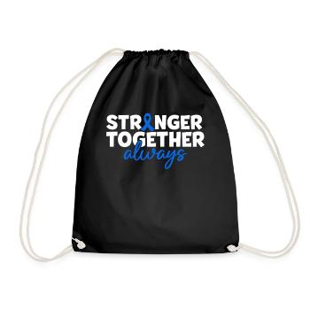 Stronger Together Blue Ribbon Colorectal Colon - Drawstring Bag - black - Front