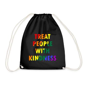 Treat People With Kindness Rainbow LGBTQ - Drawstring Bag - black - Front