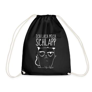 Ich lach mich schlapp – Sarkastische Katze - Turnbeutel - Schwarz - Vorne