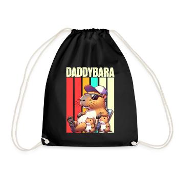 Daddybara Capybara Father Dad - Drawstring Bag - black - Front
