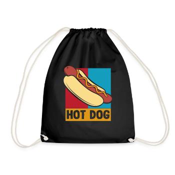 Hot Dog Lover Retro Graphic - Drawstring Bag - black - Front
