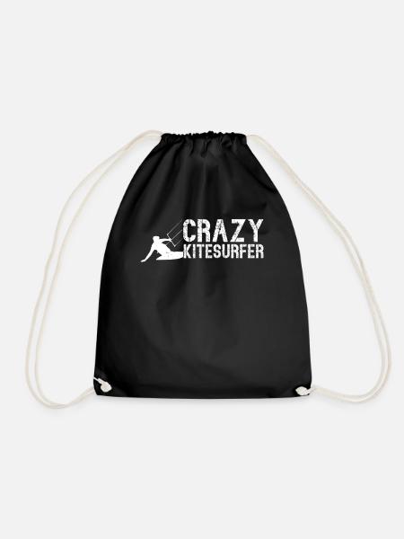 Kiteboarding - Crazy Kitesurfer - Turnbeutel - Schwarz