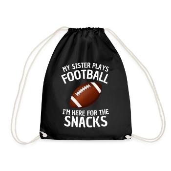American Football Sister Saying - Drawstring Bag - black - Front