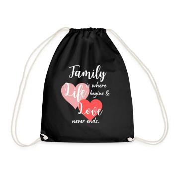 Family Saying Love Life Design - Drawstring Bag - black - Front