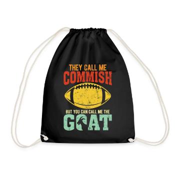 They Call Me Commish Retro Fantasy Football FFL - Drawstring Bag - black - Front